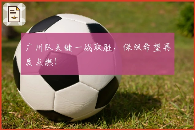 广州队关键一战取胜，保级希望再度点燃！